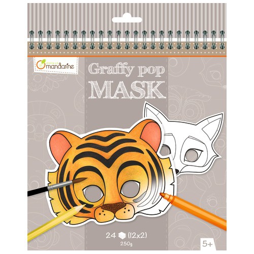 Karnevalové masky k vymalování Zvířátka, Avenue Mandarine